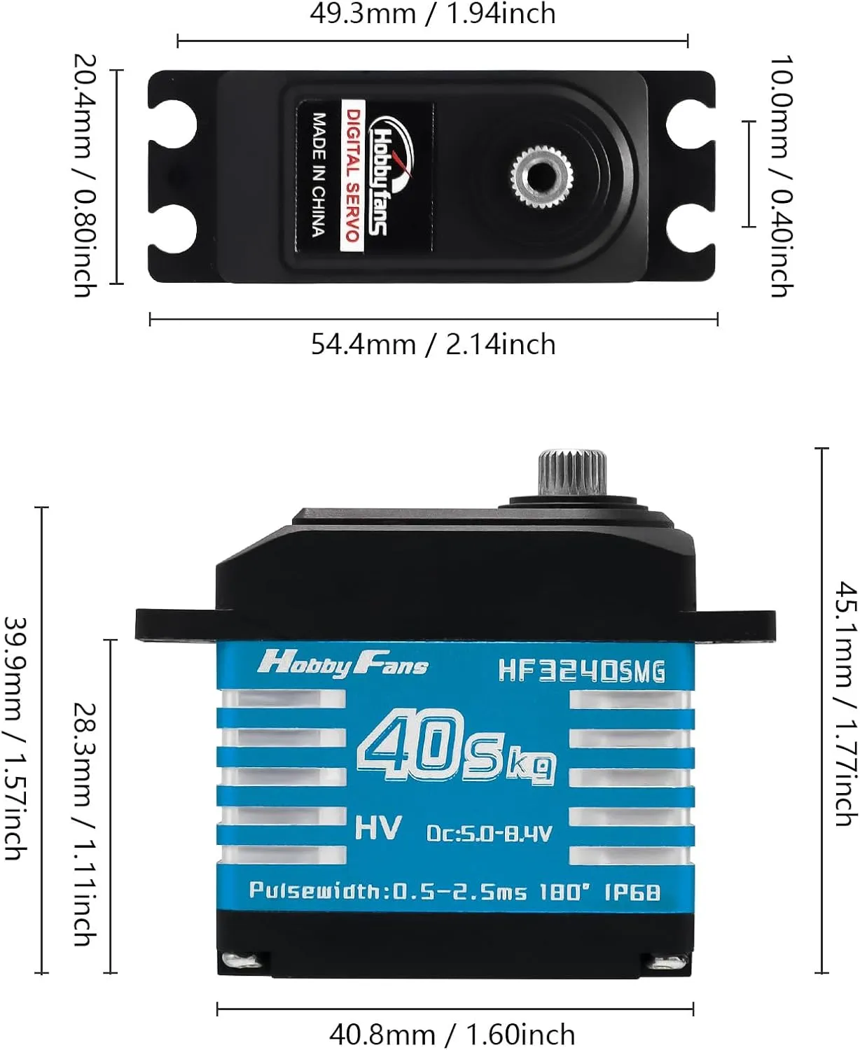Car RC Crawler Robot Boat Hobby Fans RC Digital Servo, IP68 Waterproof 40KG Metal Gear Servo High Torque Servo with 25T Servo Horn for 1/12 ware Thai span hard collaborate hander 1/10 1/8 RC 