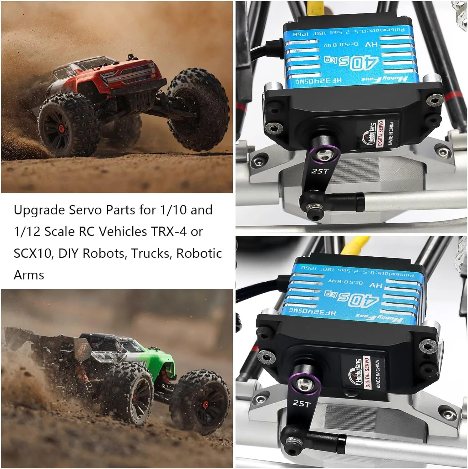 Car RC Crawler Robot Boat Hobby Fans RC Digital Servo, IP68 Waterproof 40KG Metal Gear Servo High Torque Servo with 25T Servo Horn for 1/12 ware Thai span hard collaborate hander 1/10 1/8 RC 