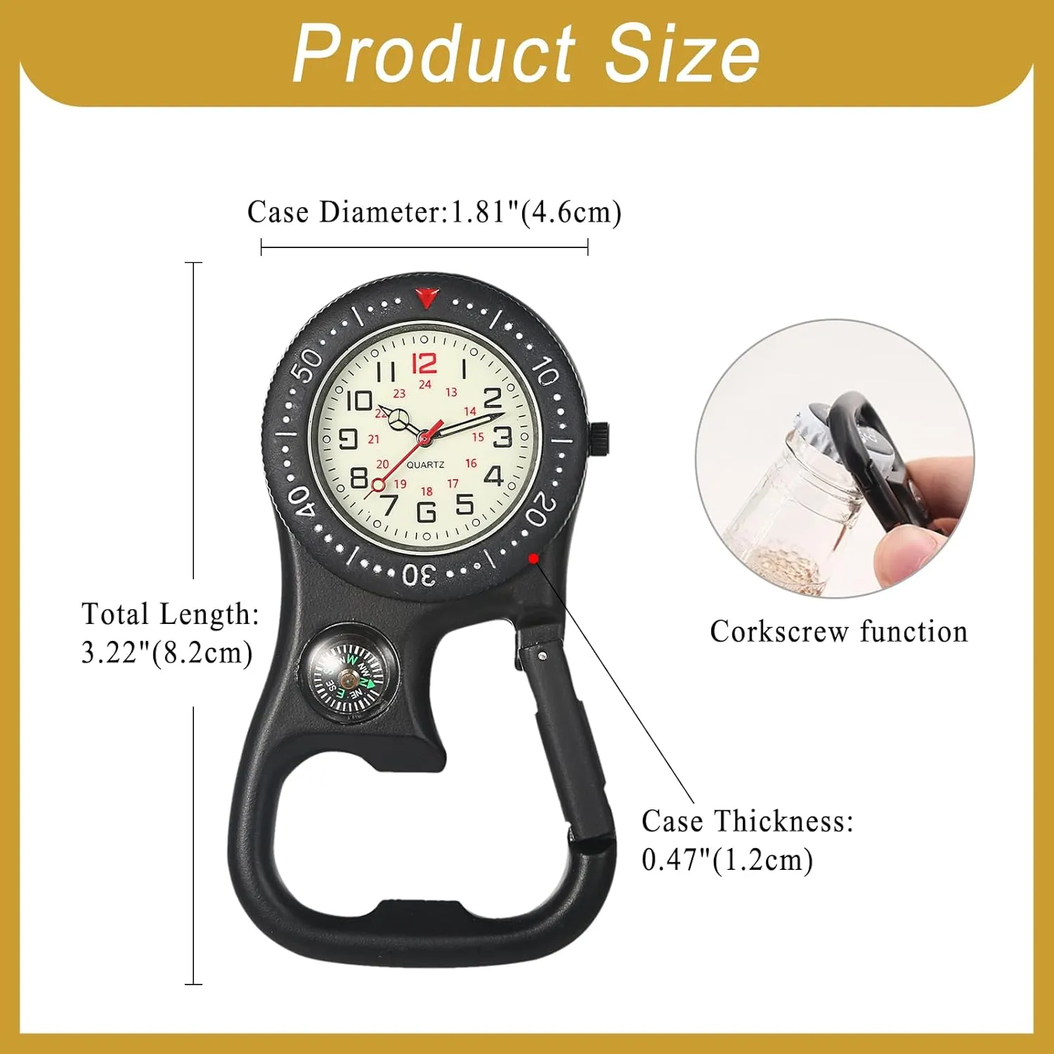 Carabiner Watches: Multifunctional Unisex Digital Buckle Belt incessantly premiere testimony Backpack Fob Watch Dual time Pocket Watch Night Light for Doctors Nurses Outdoor Activities OIDEA Clip on 