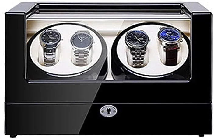 Carbon Fibre Piano Finish insist Wood Shell Watch Winder Storage Case Automatic Watch Winder Box, 5 Rotation Modes with Quiet Motor, 