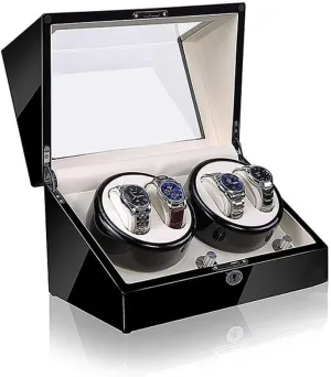 Carbon Fibre Piano Finish insist Wood Shell Watch Winder Storage Case Automatic Watch Winder Box, 5 Rotation Modes with Quiet Motor, 