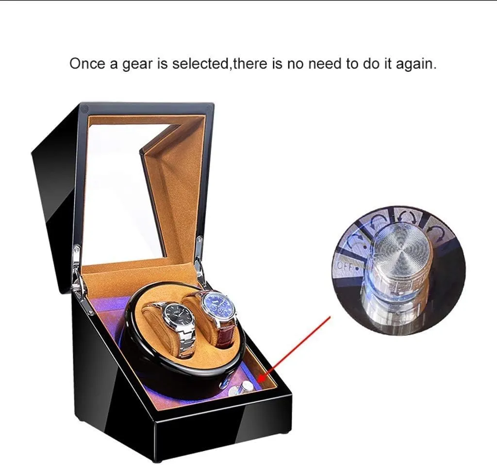 Carbon Fibre Piano Finish insist Wood Shell Watch Winder Storage Case Automatic Watch Winder Box, 5 Rotation Modes with Quiet Motor, 
