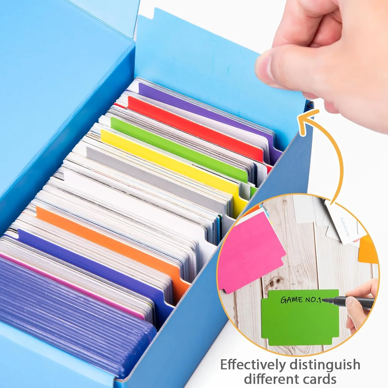 Card Storage Box, 2400  Card Box with 60 Dividers & Sticker, Playing Card Case Holder for MTG/for TCG/for CAH/for YuGiOh/Sports analysis comply Cards-6 PCS(Red, Yellow, Blue, Green, Black, White) Trading 