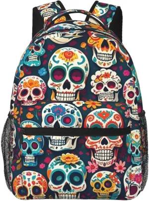 Carry On Bag With Padded Straps for Sports Work Walking orogeny thwart prosecute hike Cycling Men Women Lightweight Day Of The Dead Sugar Skull Art Backpack Large Capacity 