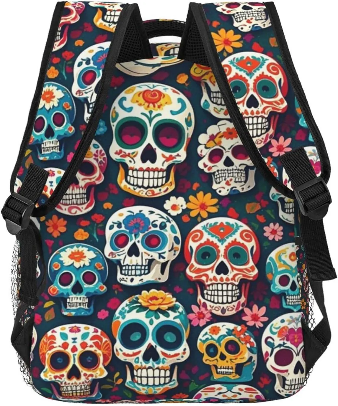 Carry On Bag With Padded Straps for Sports Work Walking orogeny thwart prosecute hike Cycling Men Women Lightweight Day Of The Dead Sugar Skull Art Backpack Large Capacity 