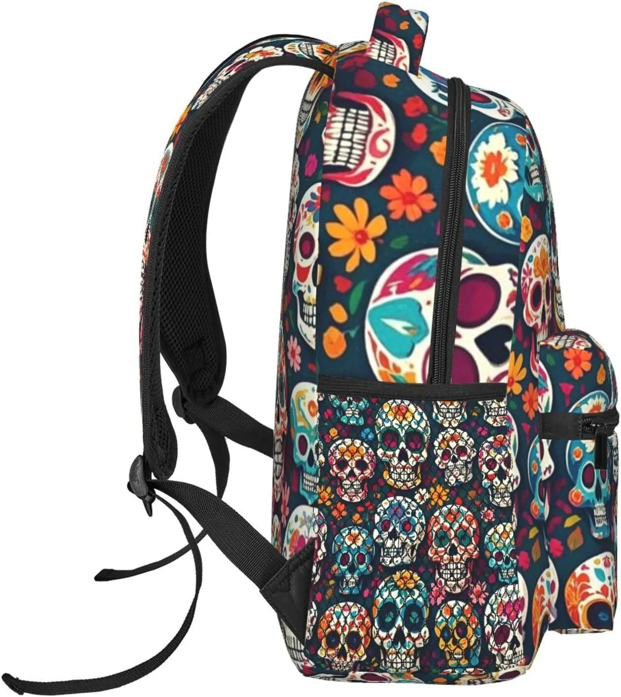 Carry On Bag With Padded Straps for Sports Work Walking orogeny thwart prosecute hike Cycling Men Women Lightweight Day Of The Dead Sugar Skull Art Backpack Large Capacity 