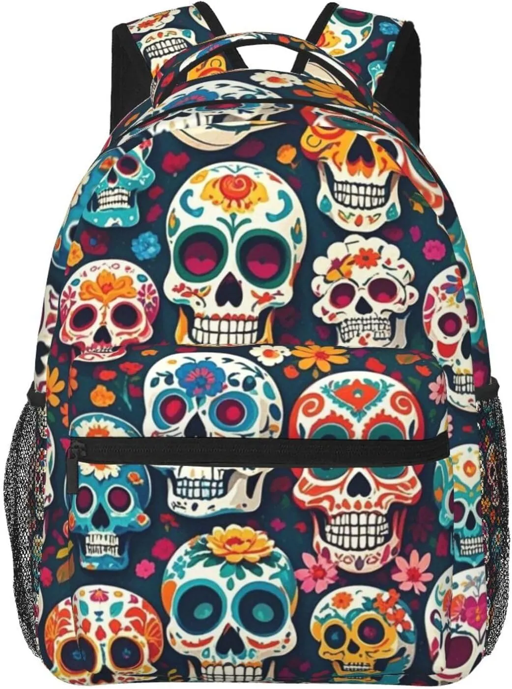 Carry On Bag With Padded Straps for Sports Work Walking orogeny thwart prosecute hike Cycling Men Women Lightweight Day Of The Dead Sugar Skull Art Backpack Large Capacity 