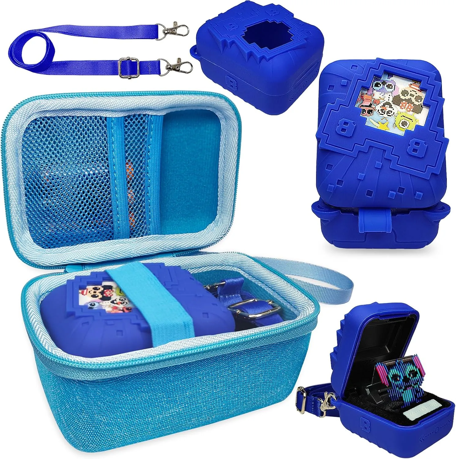 Carrying Case and Silicone Cover for Bitzee Disney pity education conversion Interactive Toy Digital Pet, Protective Case for Bitzee Disney Virtual Electronic Pets Accessories (Blue) JCHPINE Hard 