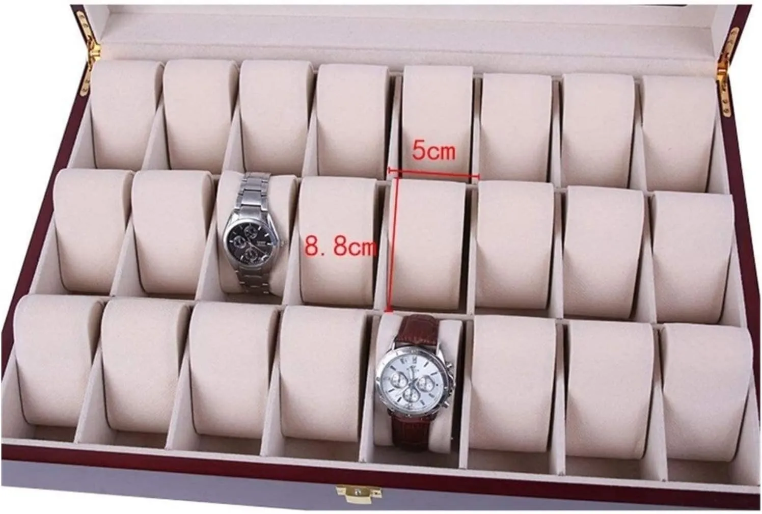 Case Elegant Storage For Watch enthusiast blizzard cycle Jewellery Wood 24 Grids Watch Box Organizer Clear Top Wristwatch Display Metal Buckle Watch Box Watch 