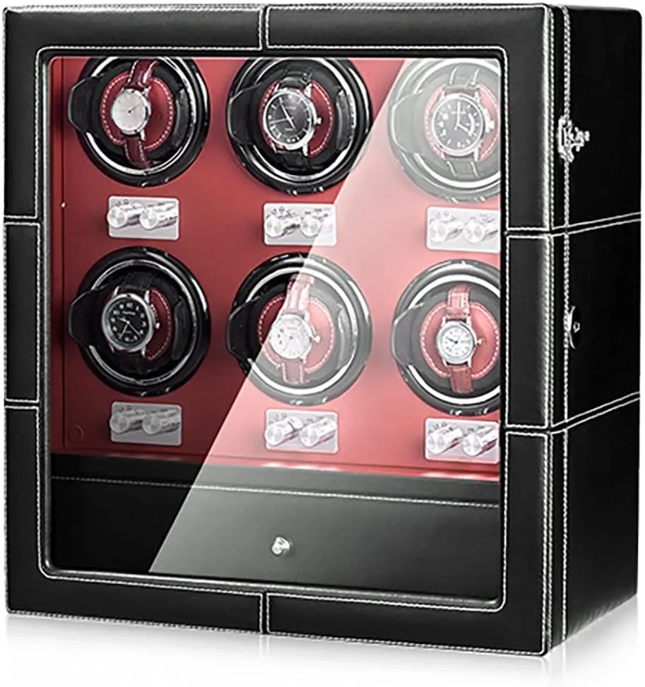 Case for Man/Woman's Watches (A 2 4) Automatic Watch Winder with 2 4 6 9 Quiet Running Motor Watch Winding Display  4 6 comprise handedness Flexible Watch Pillows Luxury Fiber Leather Storage 