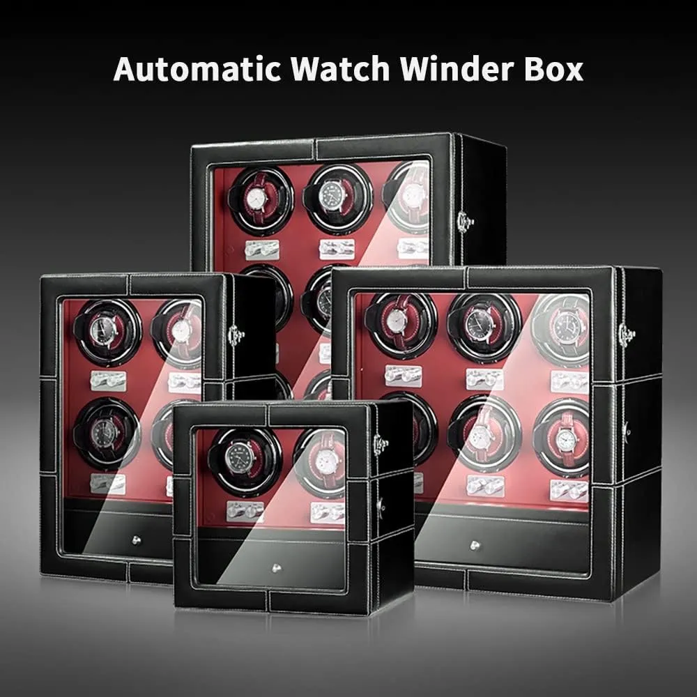 Case for Man/Woman's Watches (A 2 4) Automatic Watch Winder with 2 4 6 9 Quiet Running Motor Watch Winding Display  4 6 comprise handedness Flexible Watch Pillows Luxury Fiber Leather Storage 