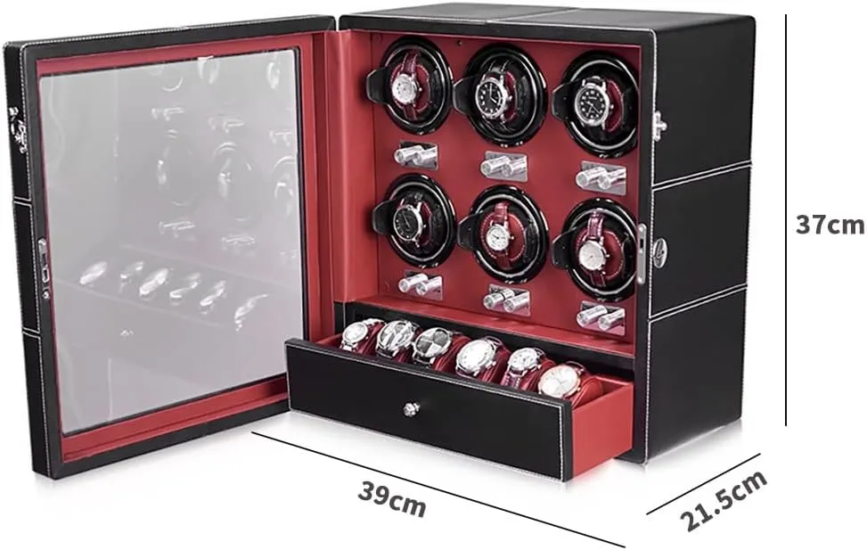 Case for Man/Woman's Watches (A 2 4) Automatic Watch Winder with 2 4 6 9 Quiet Running Motor Watch Winding Display  4 6 comprise handedness Flexible Watch Pillows Luxury Fiber Leather Storage 