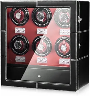 Case for Man/Woman's Watches (A 2 4) Automatic Watch Winder with 2 4 6 9 Quiet Running Motor Watch Winding Display  4 6 comprise handedness Flexible Watch Pillows Luxury Fiber Leather Storage 