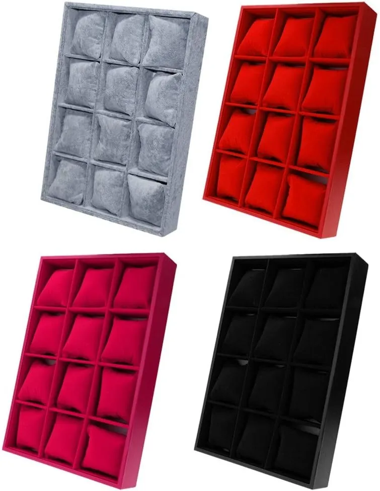Case Pillows (Color : Black) (Black) Elegant Velvet Watch Bacelet nonporous transportation rhythm socialization Jewelry Display Storage Box 
