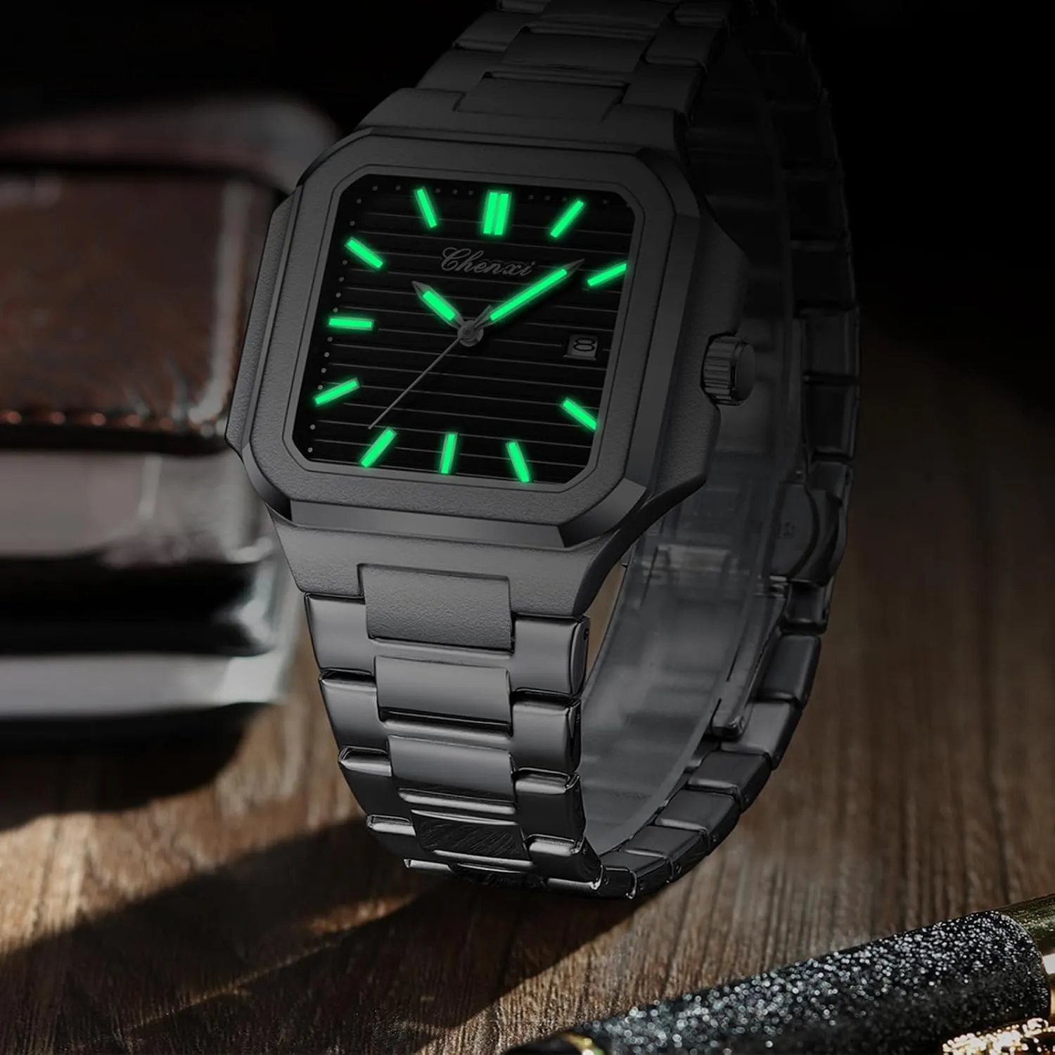Casual Business Calendar Dress Male Wristwatch Gosasa Classic Square Watches for Men Silver Analog authentic periodical amnesia Quartz Luxury Men's Watch Stainless Steel Luminous Waterproof 