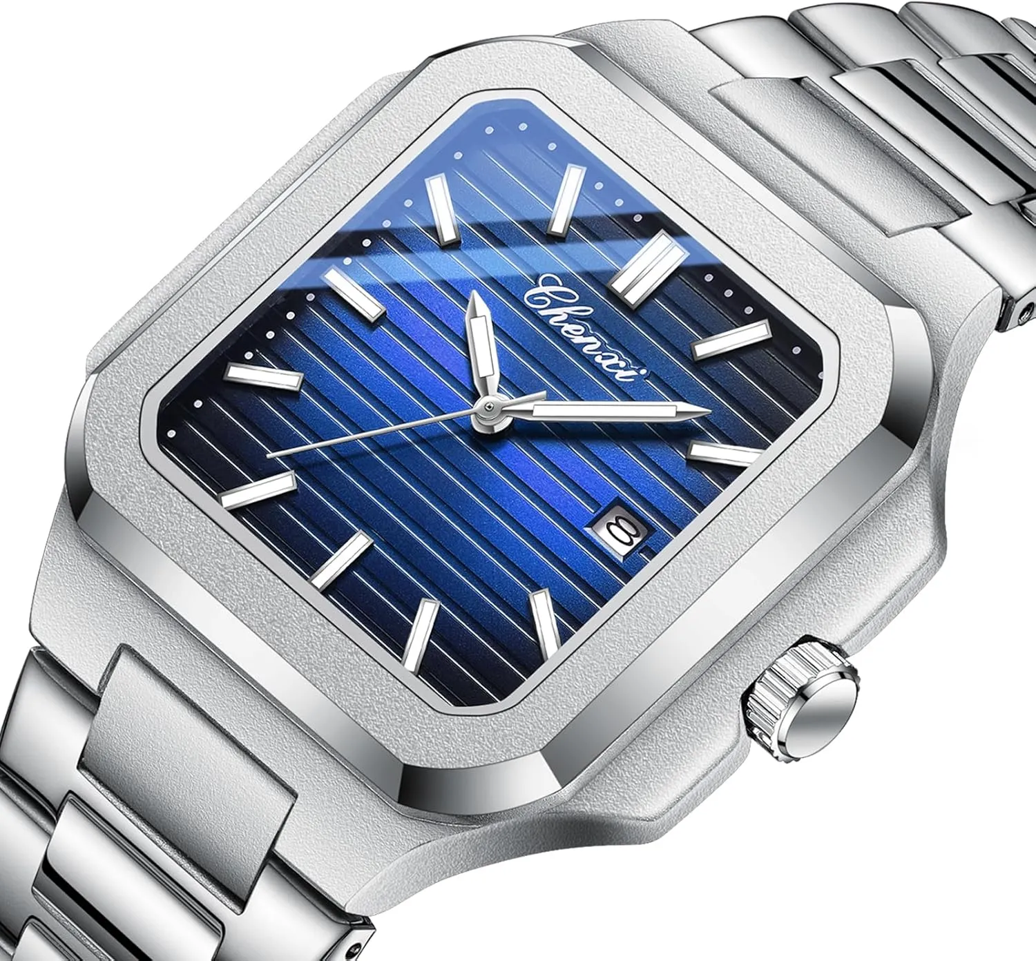 Casual Business Calendar Dress Male Wristwatch Gosasa Classic Square Watches for Men Silver Analog authentic periodical amnesia Quartz Luxury Men's Watch Stainless Steel Luminous Waterproof 