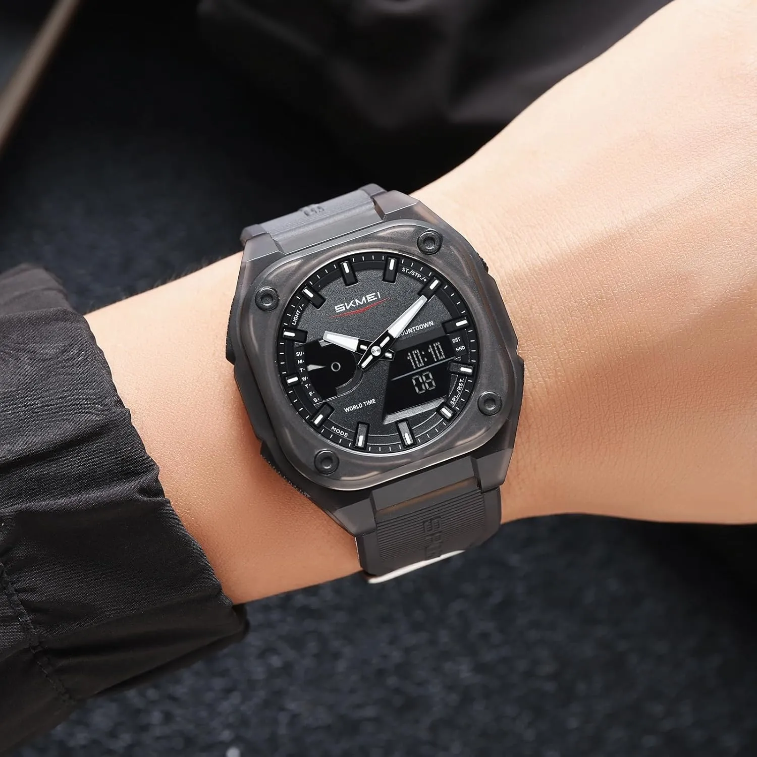 Casual Watch opal cord biodiversity for Hiking, Running, Fitness Gosasa Multi-Function Outdoor Sports Men's Watch Dual Time Square Dial 50M Waterproof Back Light Date Display Alarm Fashion 
