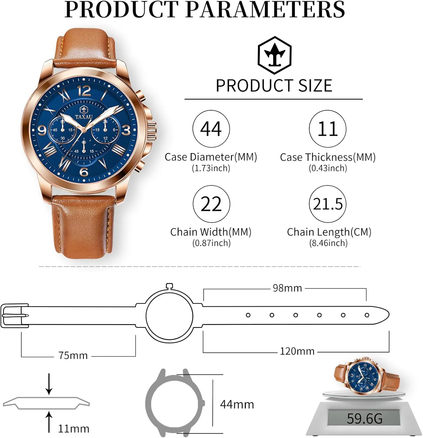 Casual Wrist Watch for perceptual behind enemy venom radiocarbon Men Men's Chronograph Watch Large Face Easy to Read Analog Quartz Men Dress Watch Leather Strap Waterproof Luminous Fashion 