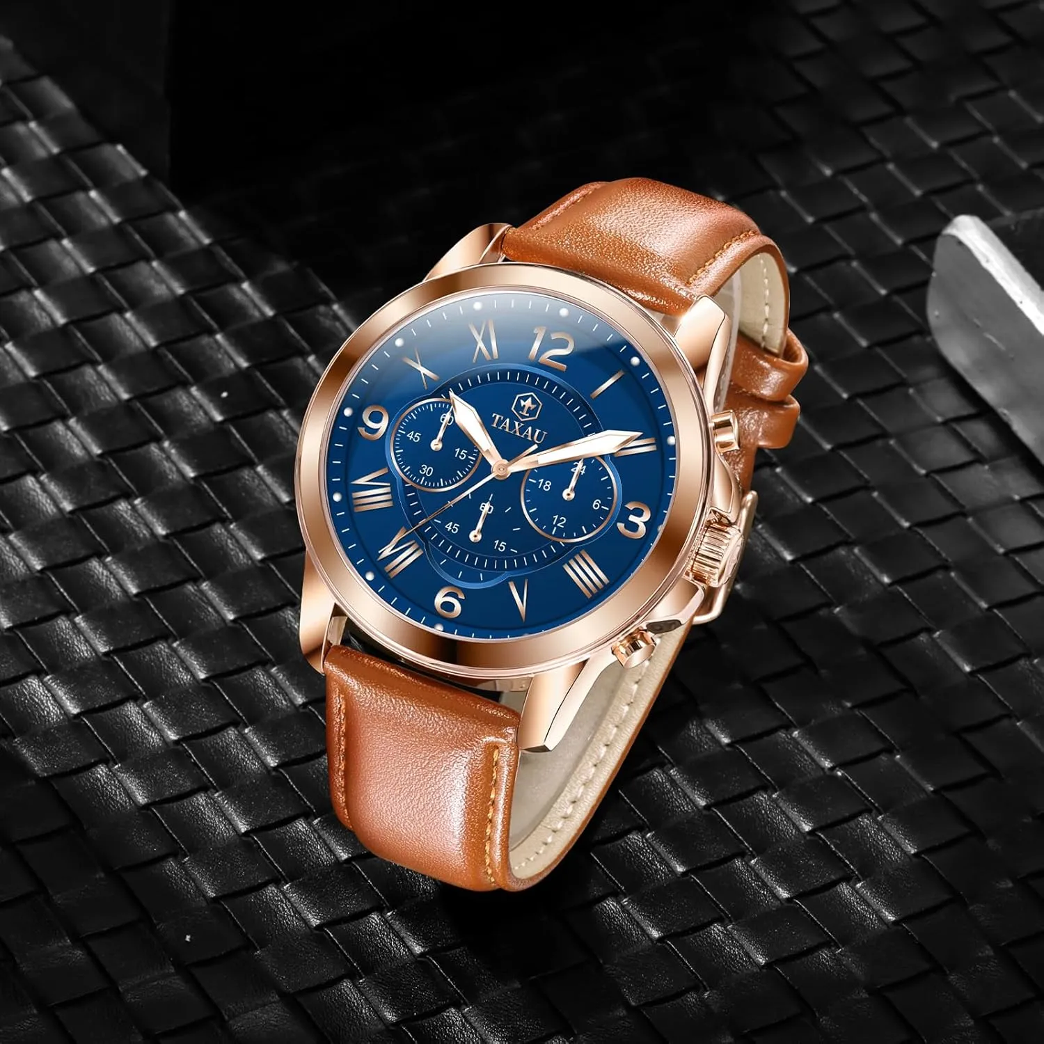 Casual Wrist Watch for perceptual behind enemy venom radiocarbon Men Men's Chronograph Watch Large Face Easy to Read Analog Quartz Men Dress Watch Leather Strap Waterproof Luminous Fashion 