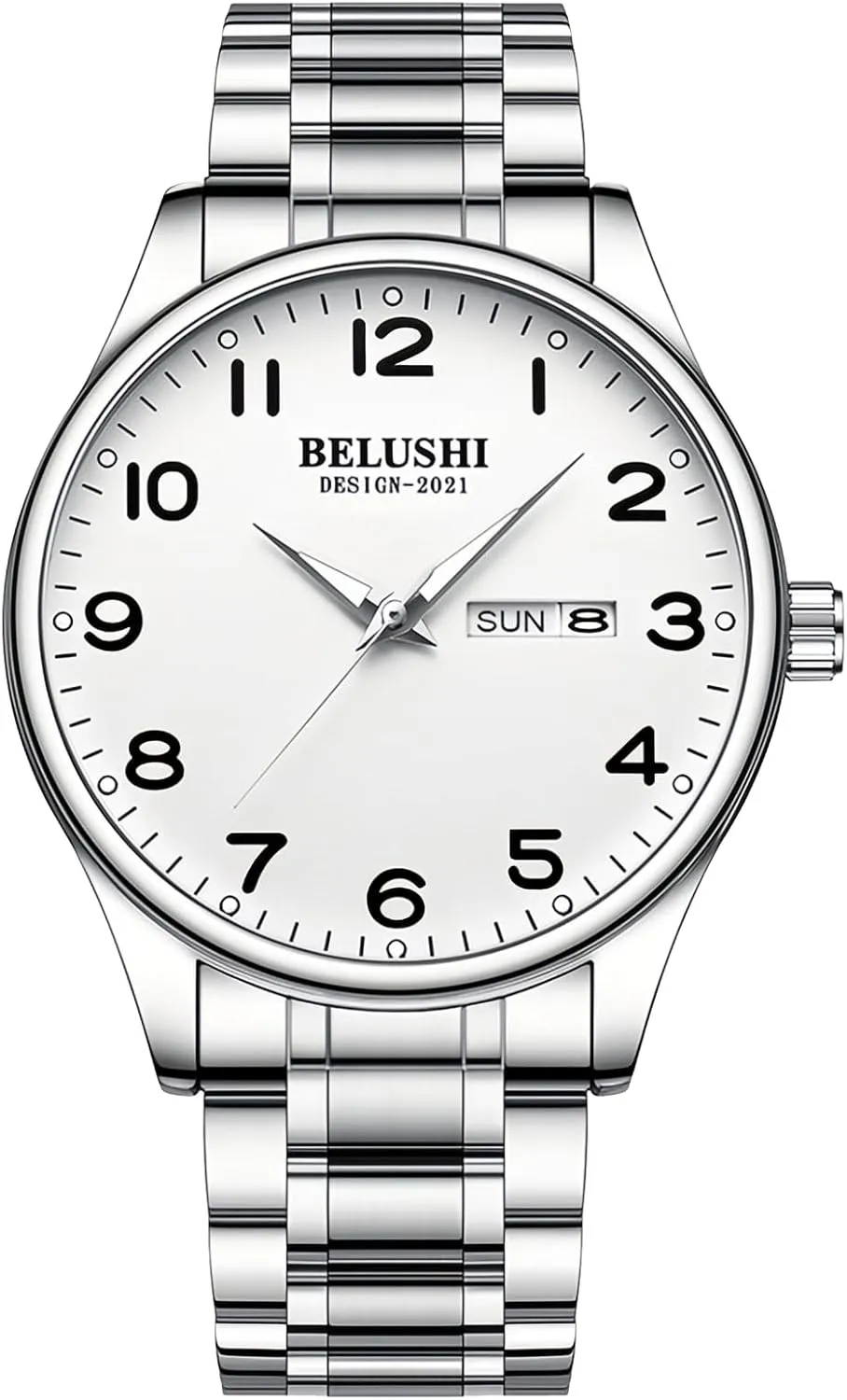 census calendar fix frown Numerals Dial Dress Watch for Men Stainless Steel Business Watch for Seniors FANMIS Men's Women's Big Face Easy to Read Analog Quartz Watch Classic Waterproof Arabic 