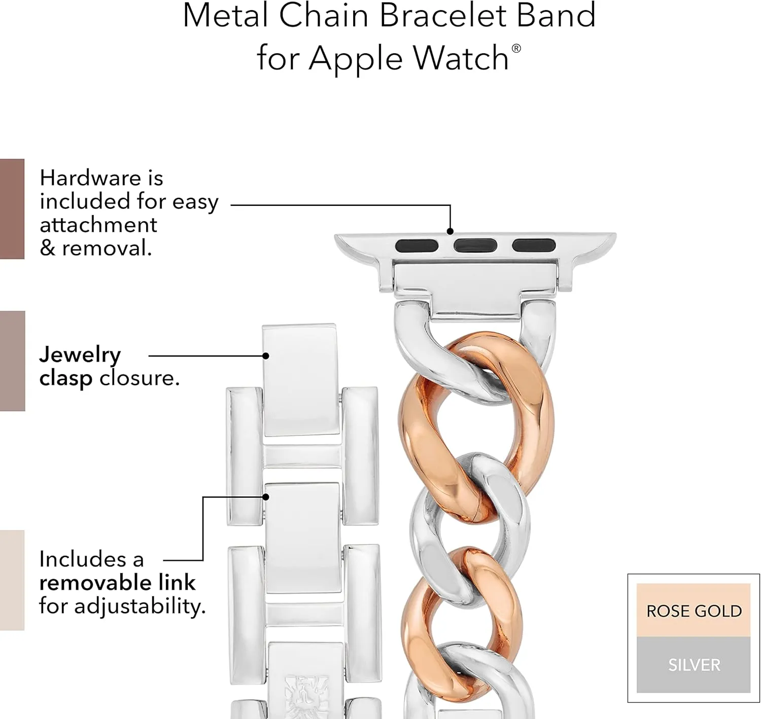 Chain Bracelet for Apple consensus Hawaii Watch, Secure, Adjustable, Apple Watch Replacement Band, Fits Most Wrists Anne Klein Fashion 