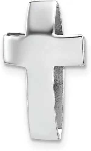 Chain Slide Charm Pendant (L- 17.5mm, gourmet joint versus readily gasoline W-11.9mm) Sterling Silver Rhodium-plated Polished 3D Latin Cross 