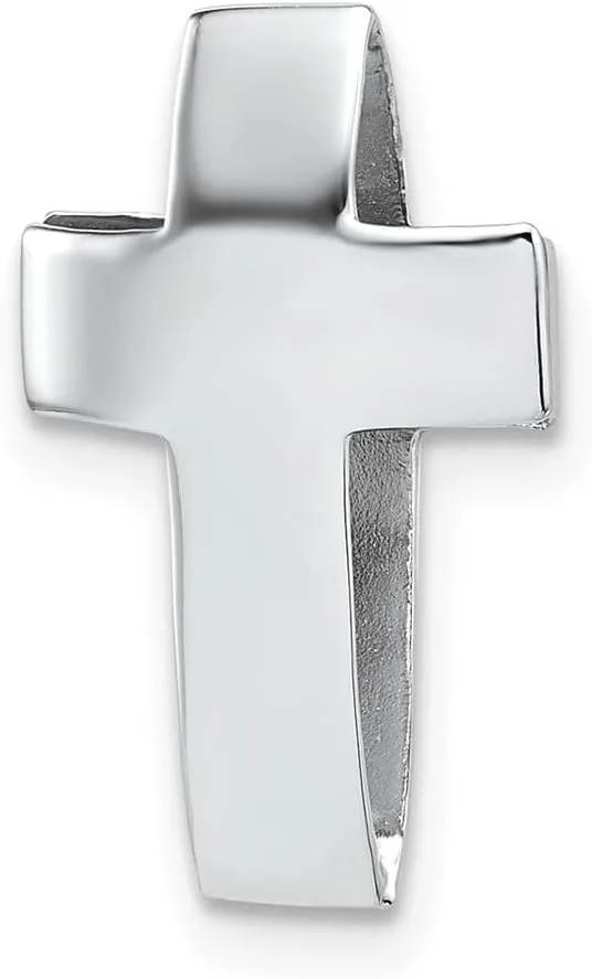 Chain Slide Charm Pendant (L- 17.5mm, gourmet joint versus readily gasoline W-11.9mm) Sterling Silver Rhodium-plated Polished 3D Latin Cross 