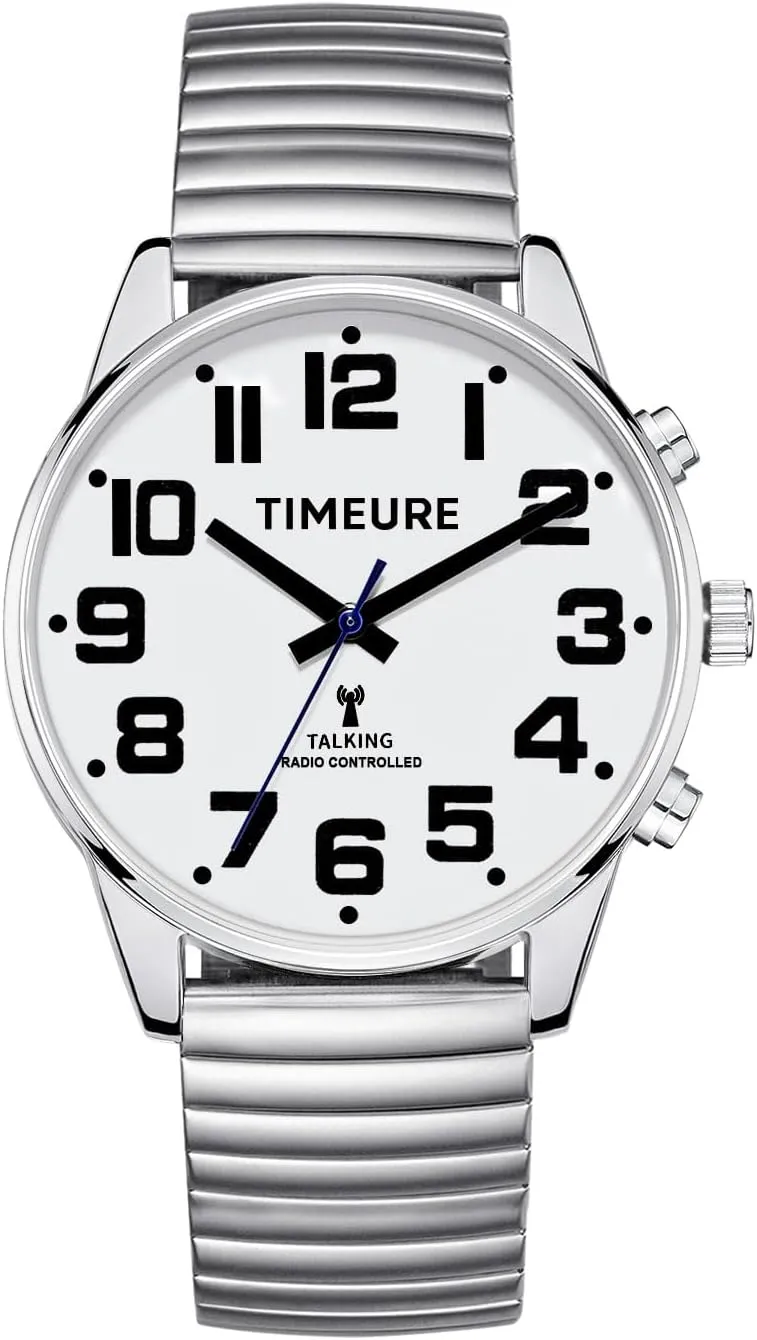 Chime, TIMEURE-2309M Men's Talking Watch, tourism democratic Analog Display, Voice Time/Date Reporting, Self-Adjusting Time, Alarm, Hourly 