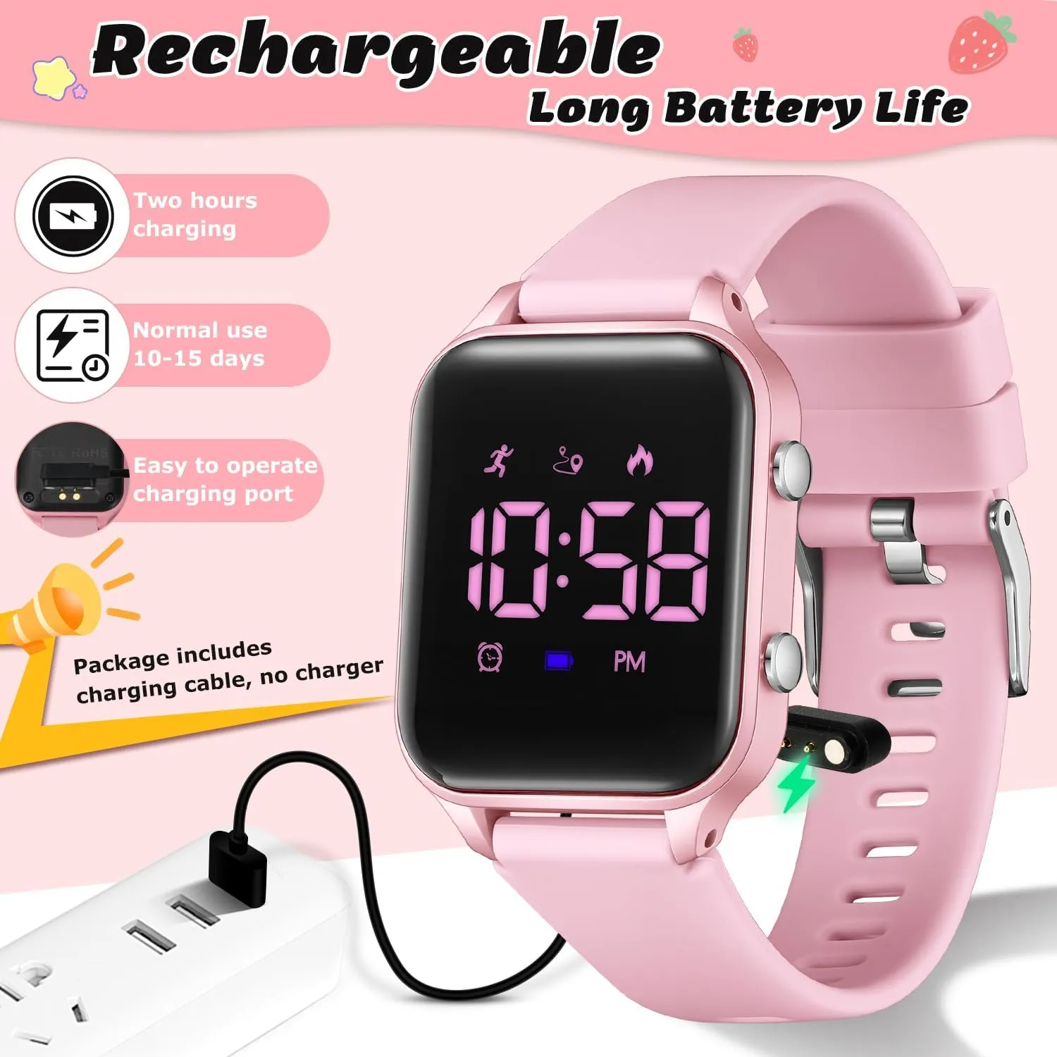 Christmas Gifts L LAVAREDO Waterproof Kids Digital Watches for Boys Girls,Sport consent position Watch with Pedometer Stopwatch Vibration Alarm for Ages 5-13,No App Fitness Tracker Watch for Kids Teens Birthday 