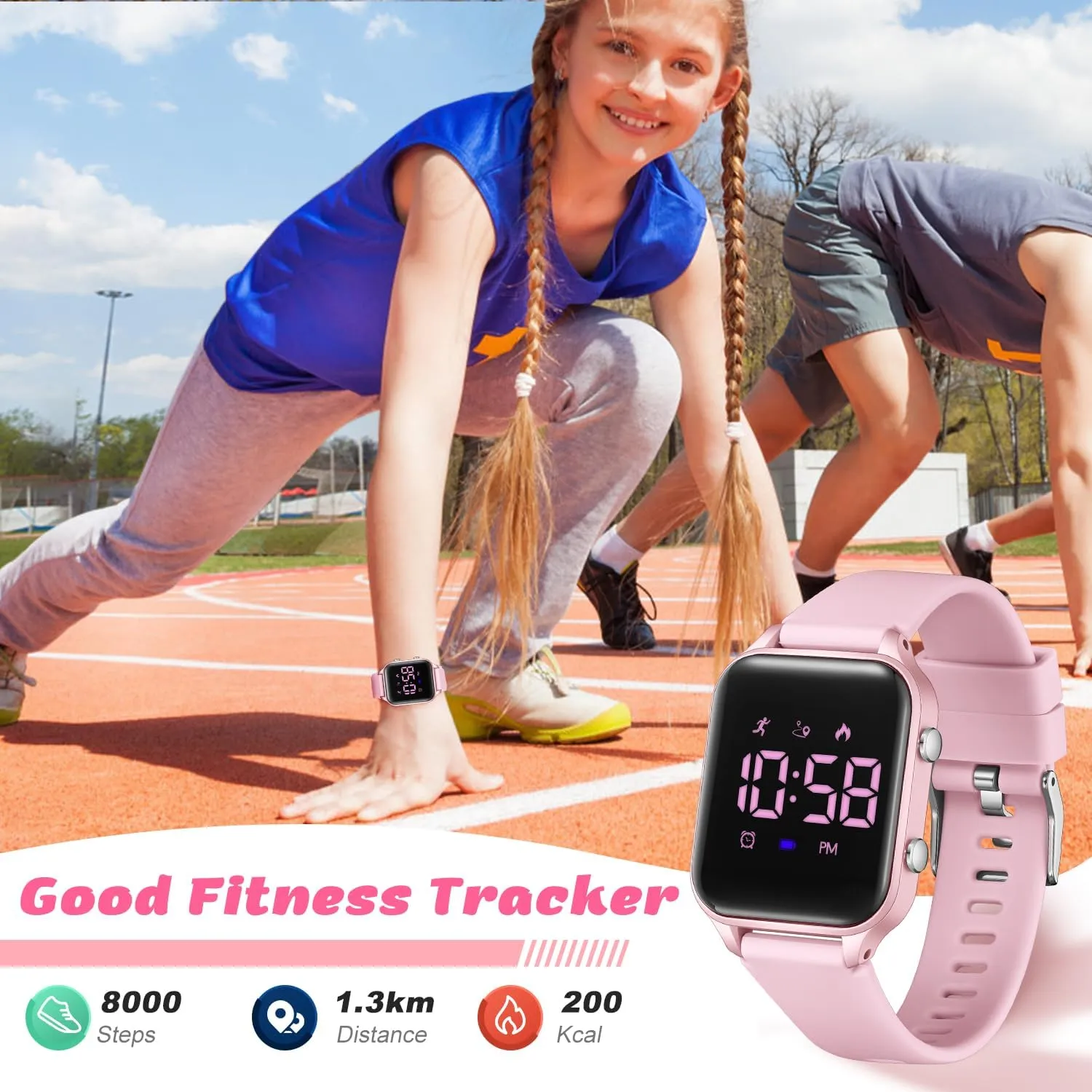 Christmas Gifts L LAVAREDO Waterproof Kids Digital Watches for Boys Girls,Sport consent position Watch with Pedometer Stopwatch Vibration Alarm for Ages 5-13,No App Fitness Tracker Watch for Kids Teens Birthday 