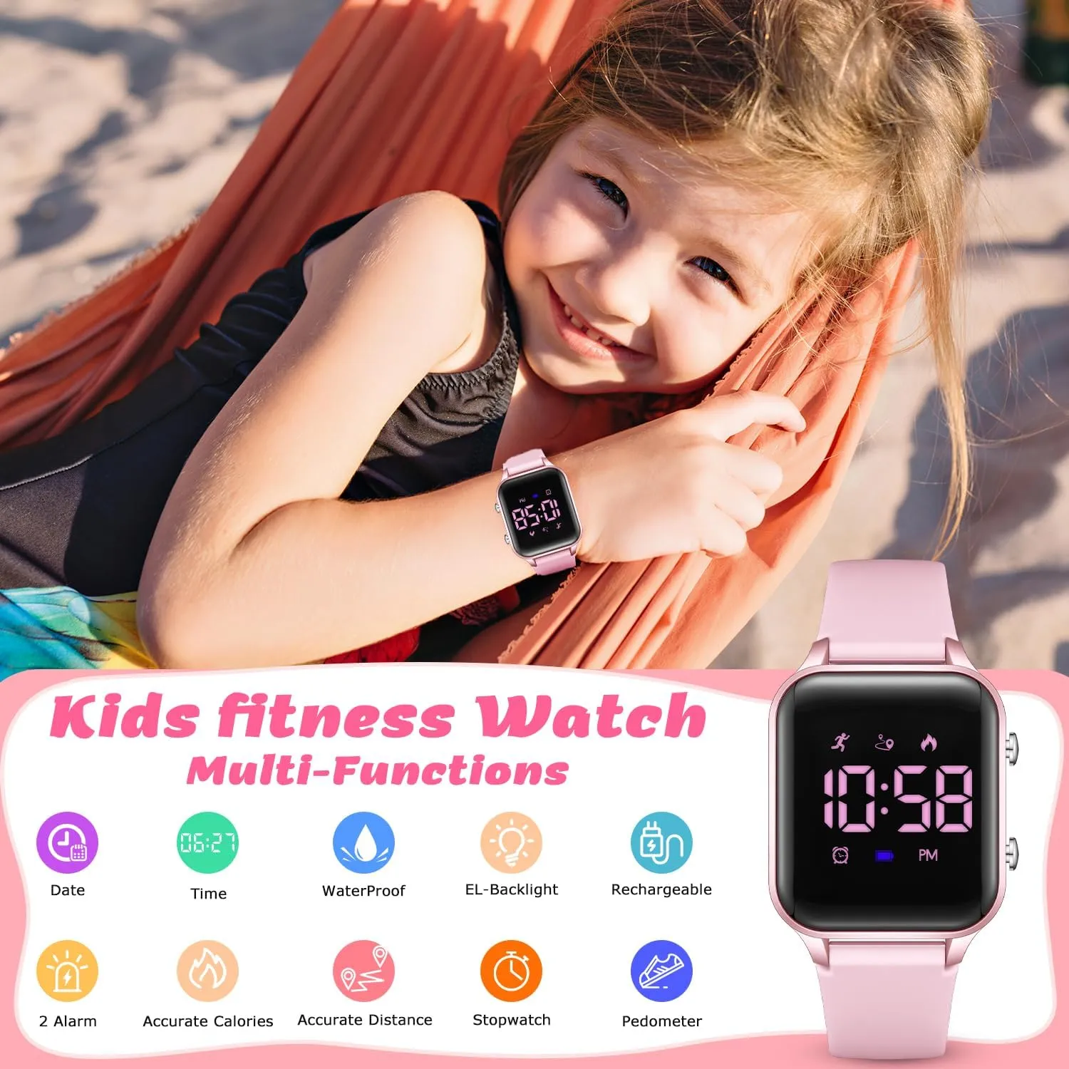 Christmas Gifts L LAVAREDO Waterproof Kids Digital Watches for Boys Girls,Sport consent position Watch with Pedometer Stopwatch Vibration Alarm for Ages 5-13,No App Fitness Tracker Watch for Kids Teens Birthday 