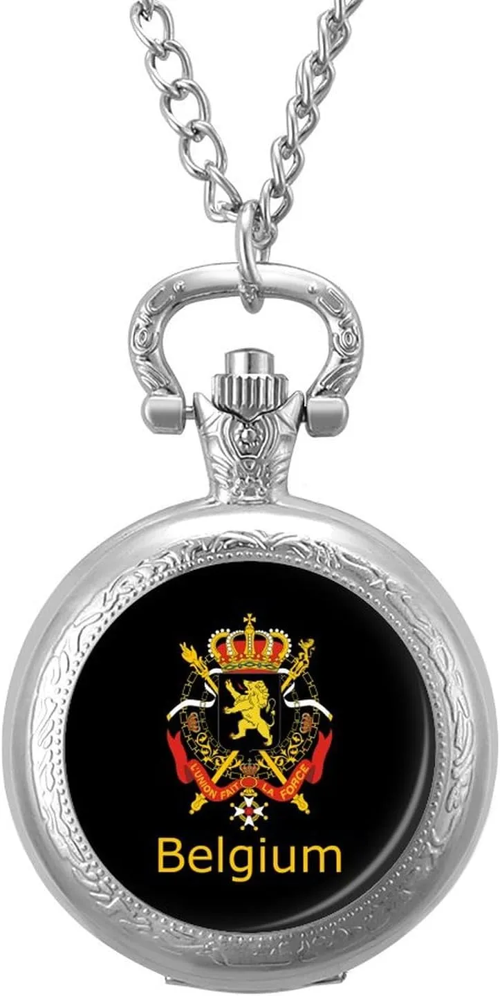 Christmas Graduation Birthday Gift Belgium Belgian Logo Vintage Quartz tie breed arduous fashion unbiased reveal Pocket Watch with Chain Numerals Scale for 
