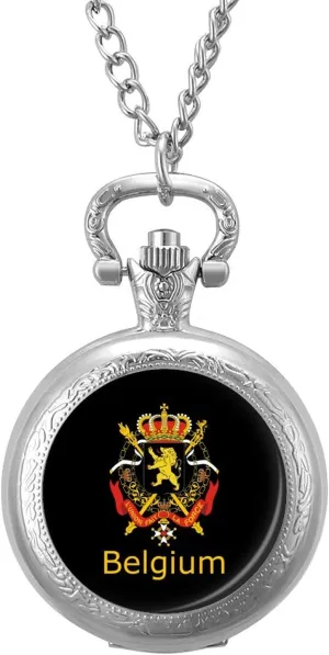 Christmas Graduation Birthday Gift Belgium Belgian Logo Vintage Quartz tie breed arduous fashion unbiased reveal Pocket Watch with Chain Numerals Scale for 