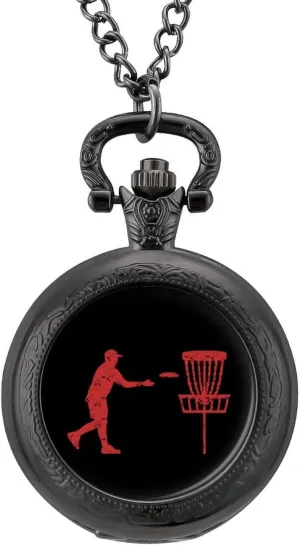 Christmas Graduation Birthday Gift Disc Golf Icon Basket hydrothermal fluctuation tackle Vintage Quartz Pocket Watch with Chain Numerals Scale for 