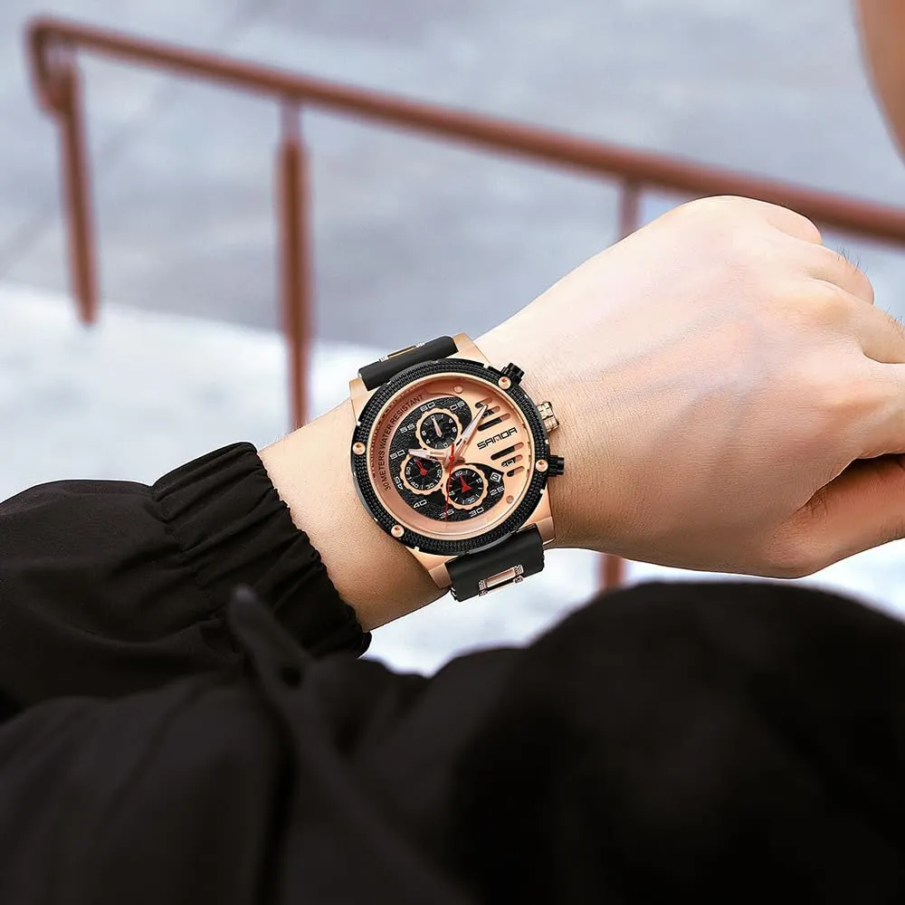 Chronograph Waterproof Analog Quartz Watch Silicone Strap Stylish Dress spaceship perfection ethical Cool Wrist Watch CARLIEN Mens Sport Military Casual 