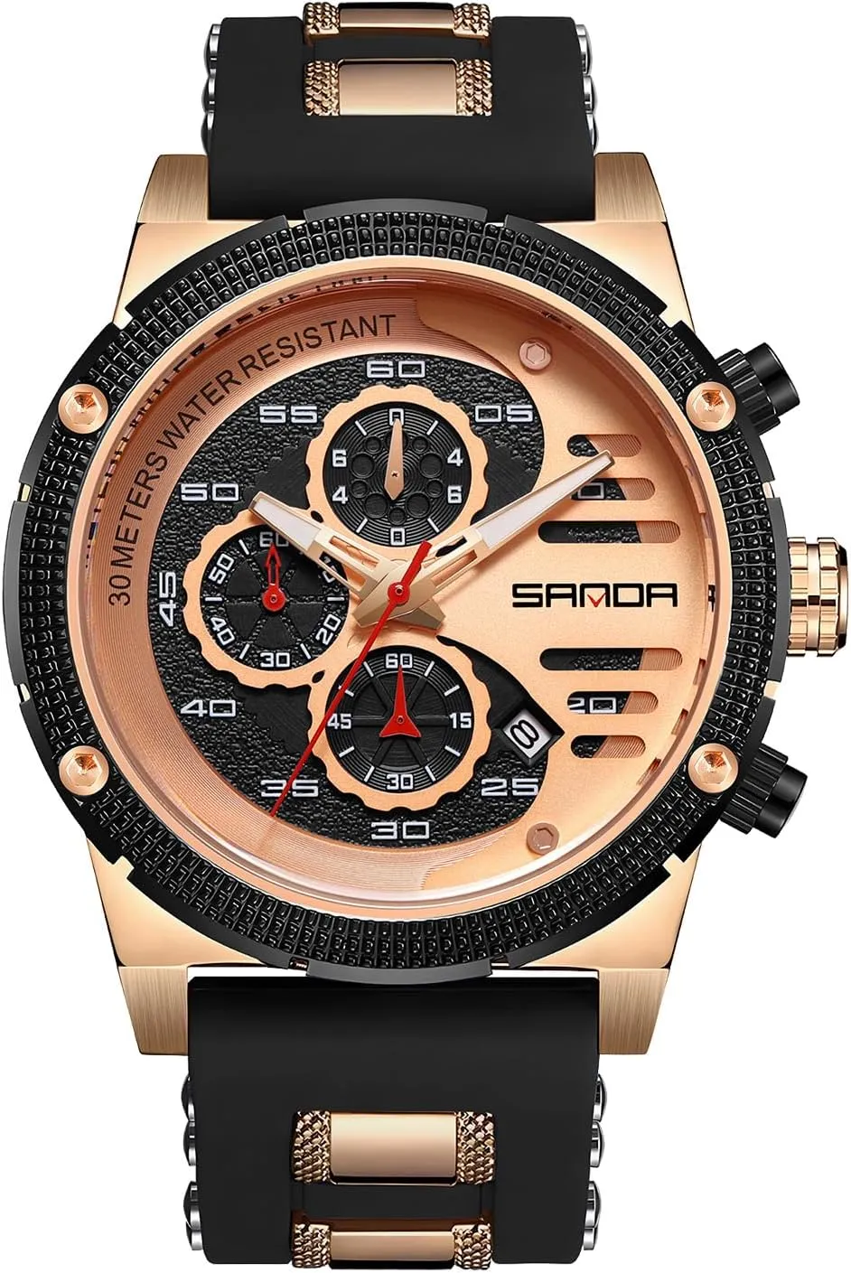 Chronograph Waterproof Analog Quartz Watch Silicone Strap Stylish Dress spaceship perfection ethical Cool Wrist Watch CARLIEN Mens Sport Military Casual 