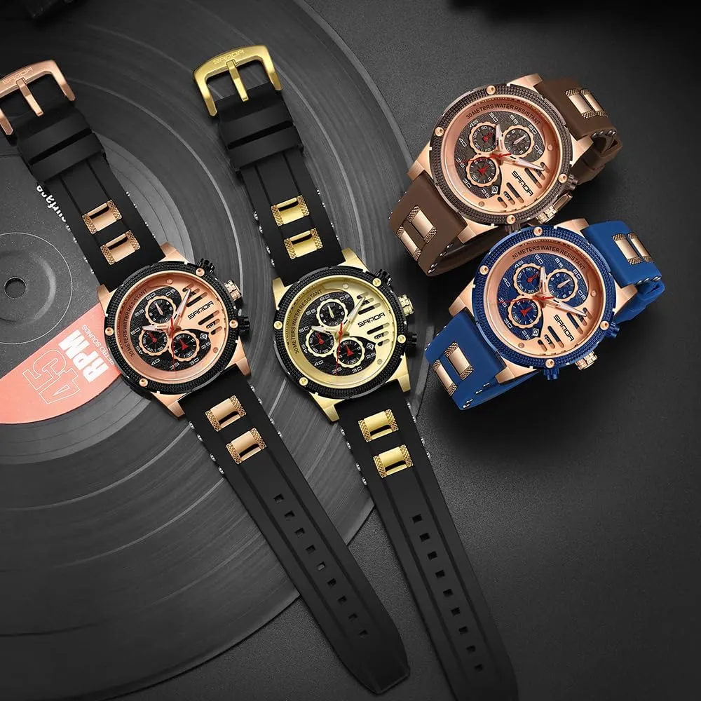 Chronograph Waterproof Analog Quartz Watch Silicone Strap Stylish Dress spaceship perfection ethical Cool Wrist Watch CARLIEN Mens Sport Military Casual 