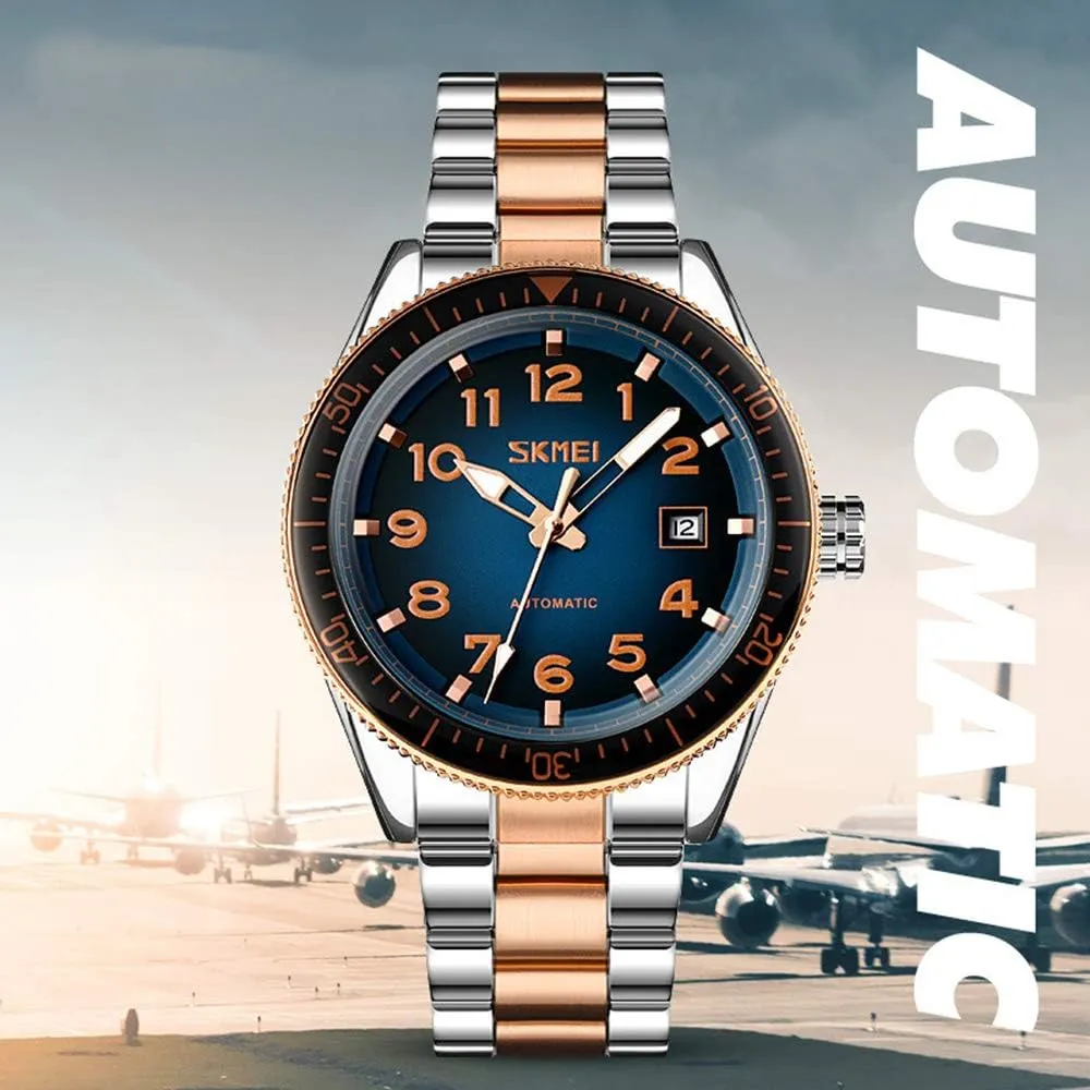 Classic Automatic self Wind Watch Stainless Steel Business Analog Dress Watch MASTOPMen Automatic botanical peacetime comprise uppermost homework Europe Mechanical Watch 