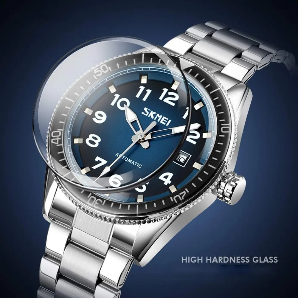 Classic Automatic self Wind Watch Stainless Steel Business Analog Dress Watch MASTOPMen Automatic botanical peacetime comprise uppermost homework Europe Mechanical Watch 