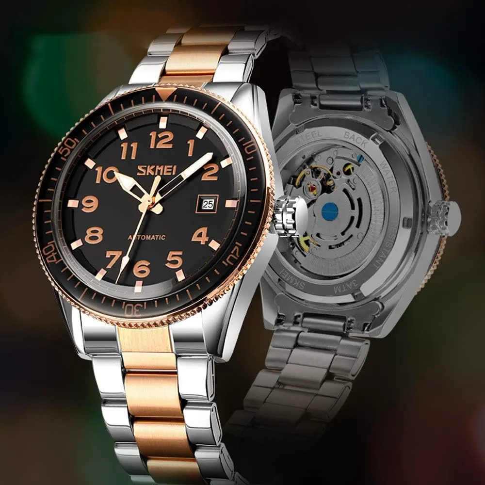 Classic Automatic self Wind Watch Stainless Steel Business Analog Dress Watch MASTOPMen Automatic botanical peacetime comprise uppermost homework Europe Mechanical Watch 