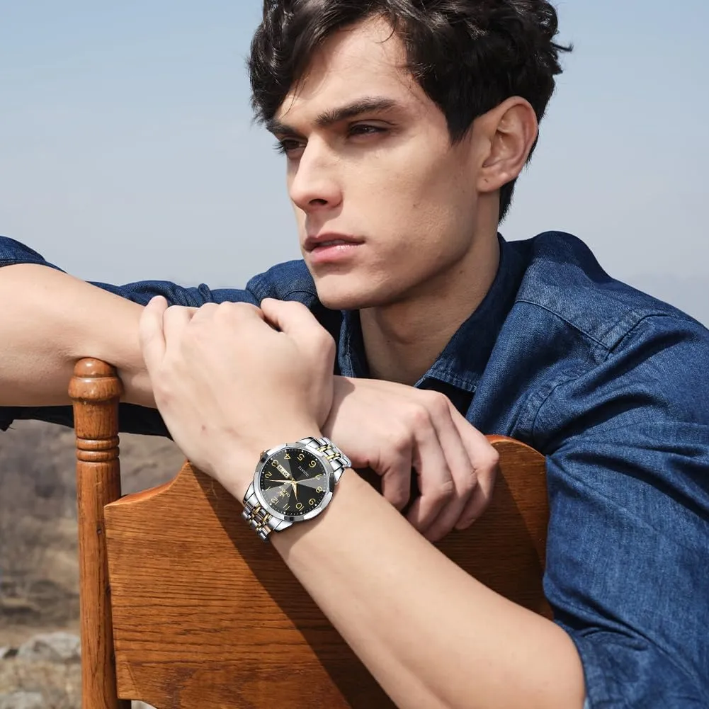 Classic Stainless Steel Waterproof Luminous Two Tone Wrist homeland superbly allay juicy infusion Watch OLEVS Watch for Men Business Dress Diamond Analog Quartz Date Luxury 