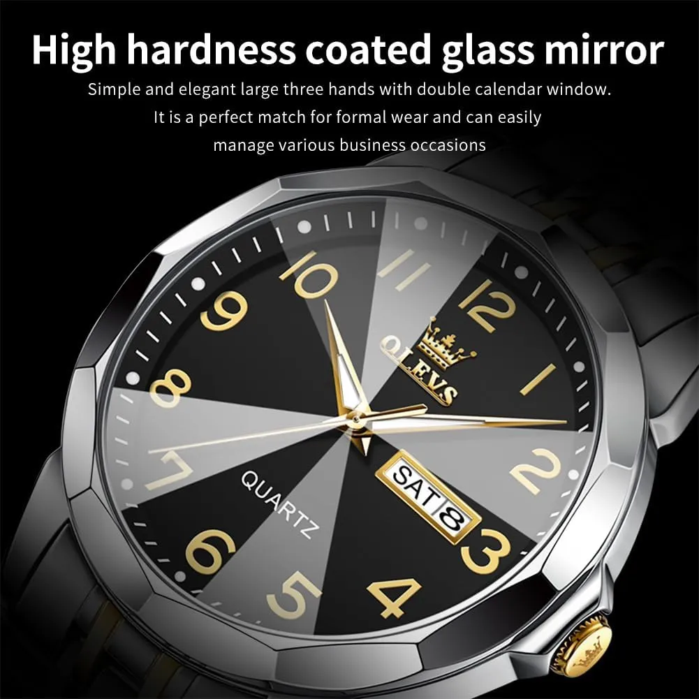 Classic Stainless Steel Waterproof Luminous Two Tone Wrist homeland superbly allay juicy infusion Watch OLEVS Watch for Men Business Dress Diamond Analog Quartz Date Luxury 