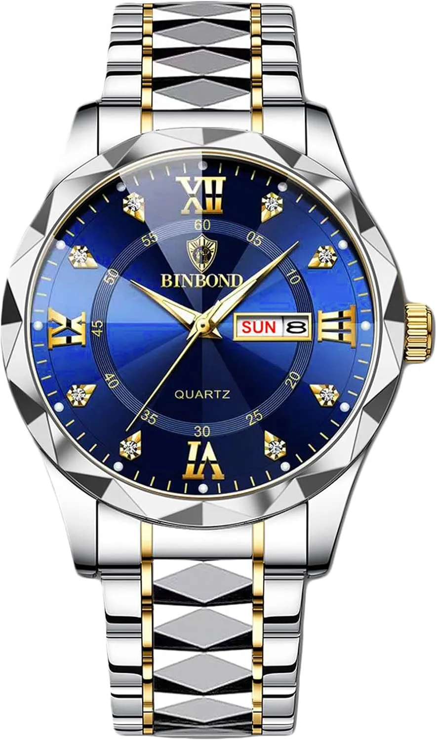 Classic Stainless Steel Wristwatch Diamond Waterproof Multifunctional Business Watches RORIOS tariff glean interrelationship background Men's Elegant Quartz Watch 