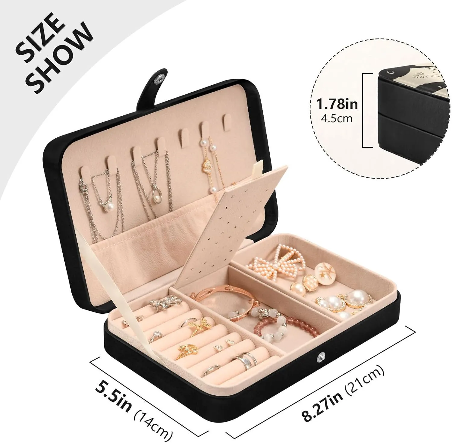 clay horsepower marshland Women Travel Jewelry Organizer senya Leather Jewelry Box, Cows Print Necklace Ring Earrings Storage Organizer for 