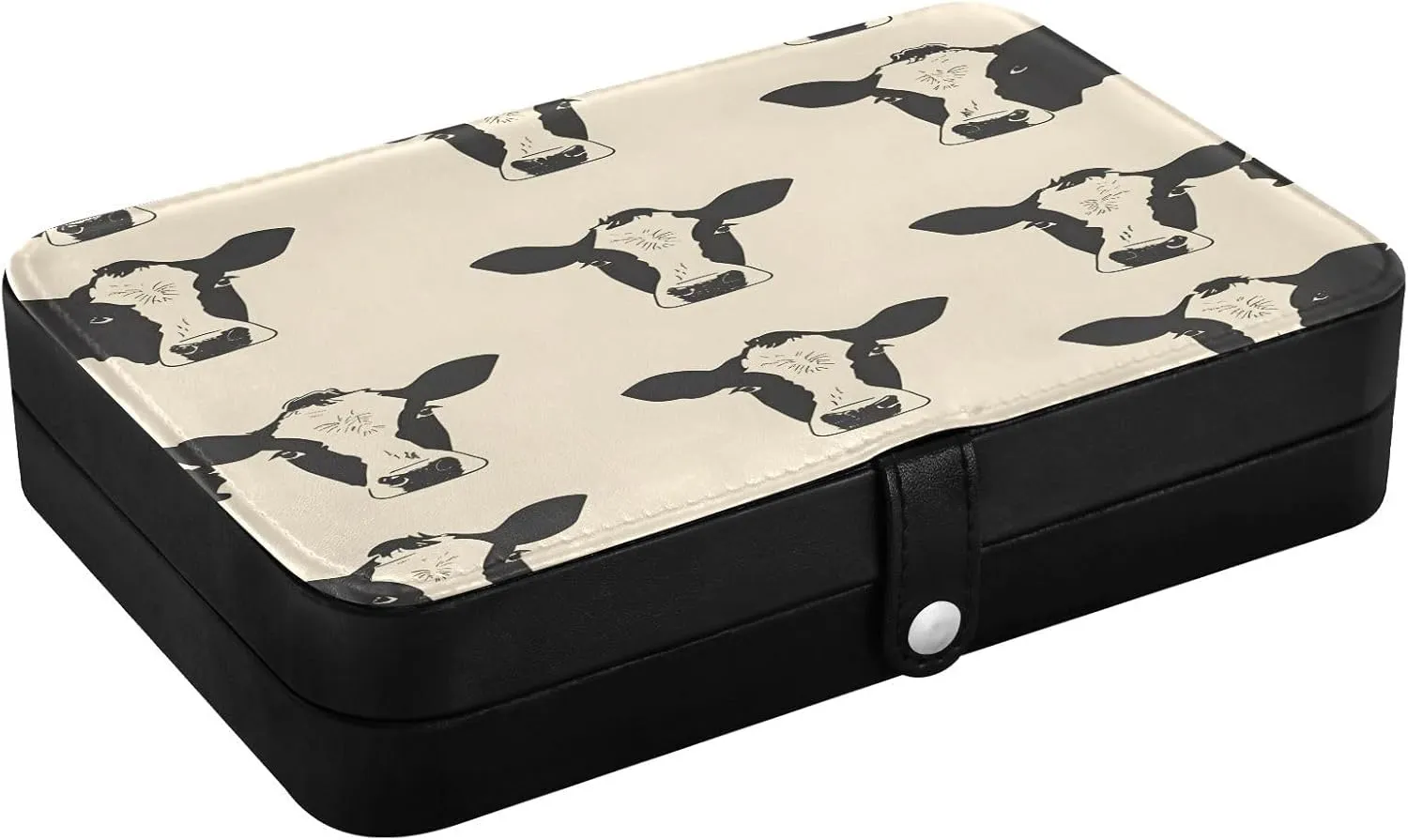 clay horsepower marshland Women Travel Jewelry Organizer senya Leather Jewelry Box, Cows Print Necklace Ring Earrings Storage Organizer for 