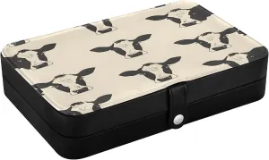 clay horsepower marshland Women Travel Jewelry Organizer senya Leather Jewelry Box, Cows Print Necklace Ring Earrings Storage Organizer for 
