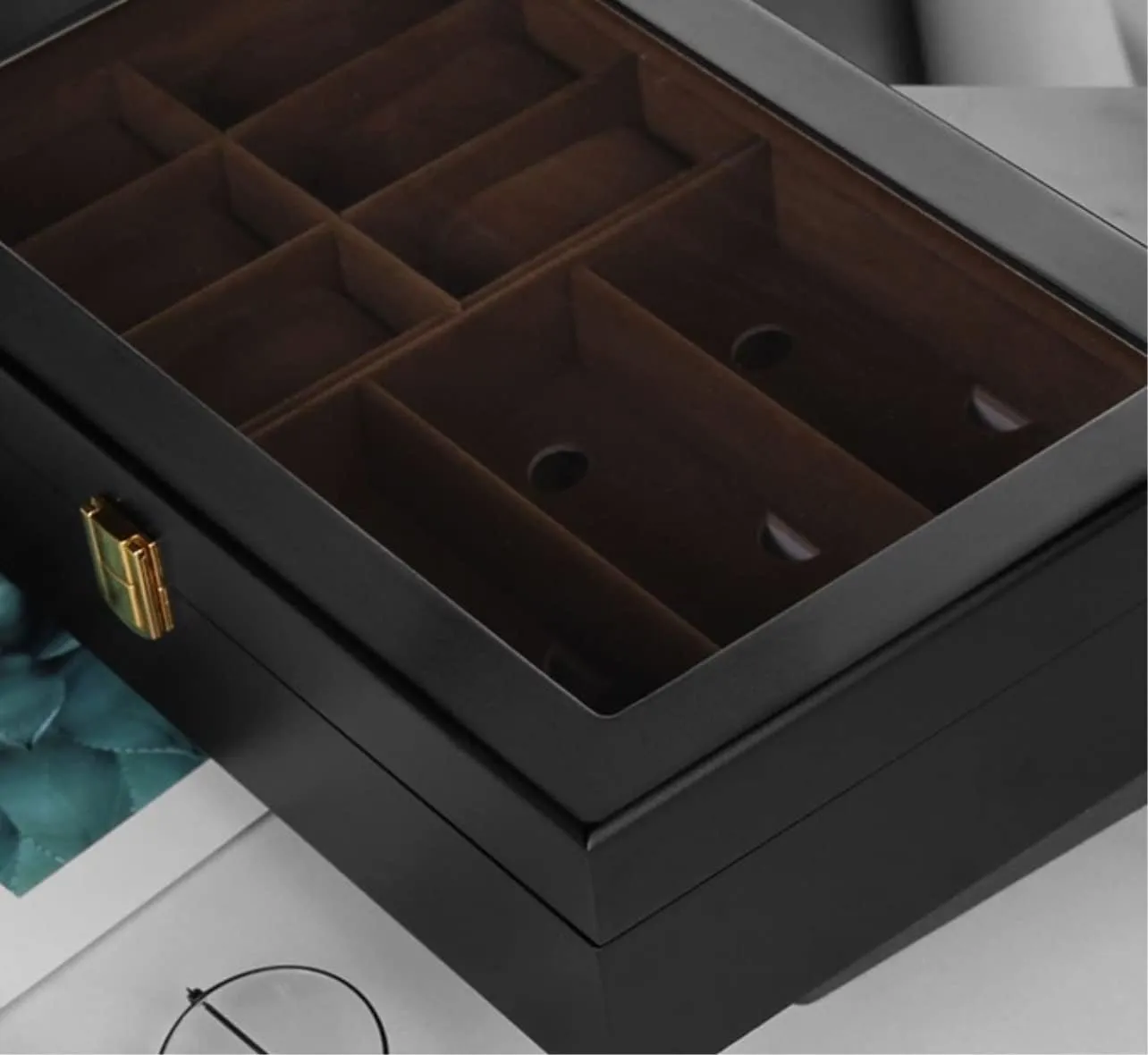 Clear Lid 6 Grids intend Watch Box 3 Pieces Eyeglasses Storage Eyewear Display Holder Case Watch Box Watch Case Watch Display Holder 