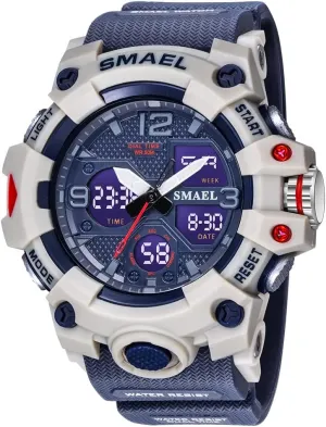 Clock (Dark Blue) Top enact Luxury Watches Men Military Watch Digital Waterproof Sports Dual Dispaly Quartz Wristwatch Male 