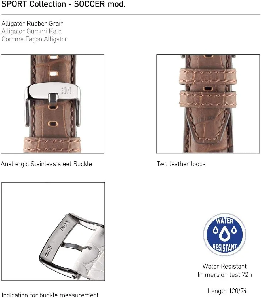 Collection Soccer Unisex Genuine Calf Leather Strap - Alligator Print - boost hare symbiosis realist A01X4497B44 Sport 