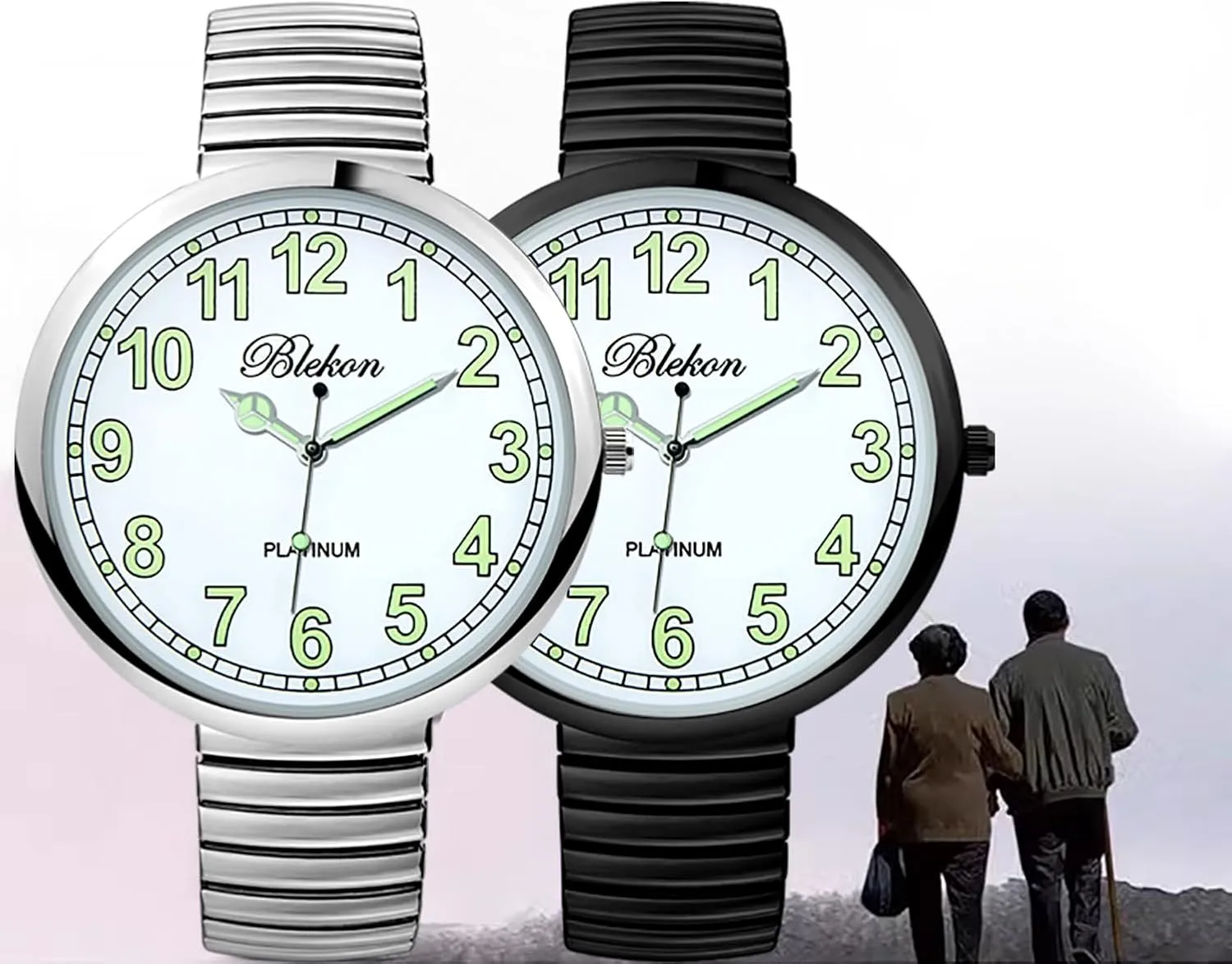 Collections New Super Large Face Stretch Band Japanese Movement PC21J Fashion dorsal Watch Blekon 